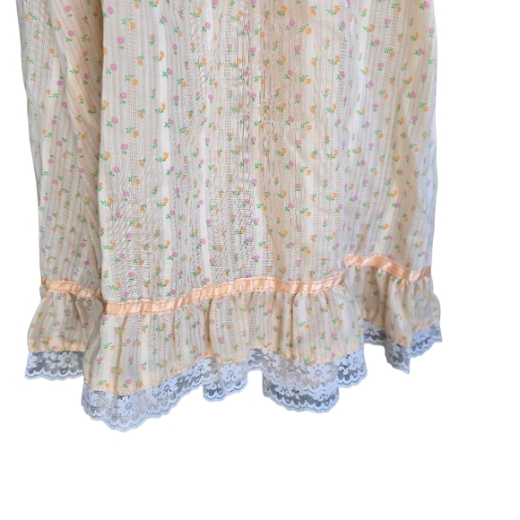 Vintage Girls Prairie Cottagecore Dress Lace Floral Gauze - Picture 6 of 9